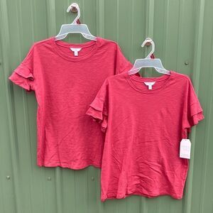 Women's Flutter Sleeve Knit Top T-Shirts 2-Pack Size S